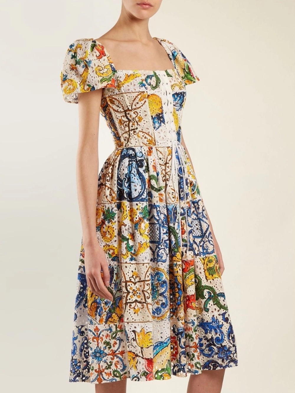 Dolce & Gabbana Majollica Print
Eyelet Dress Size US10, IT46